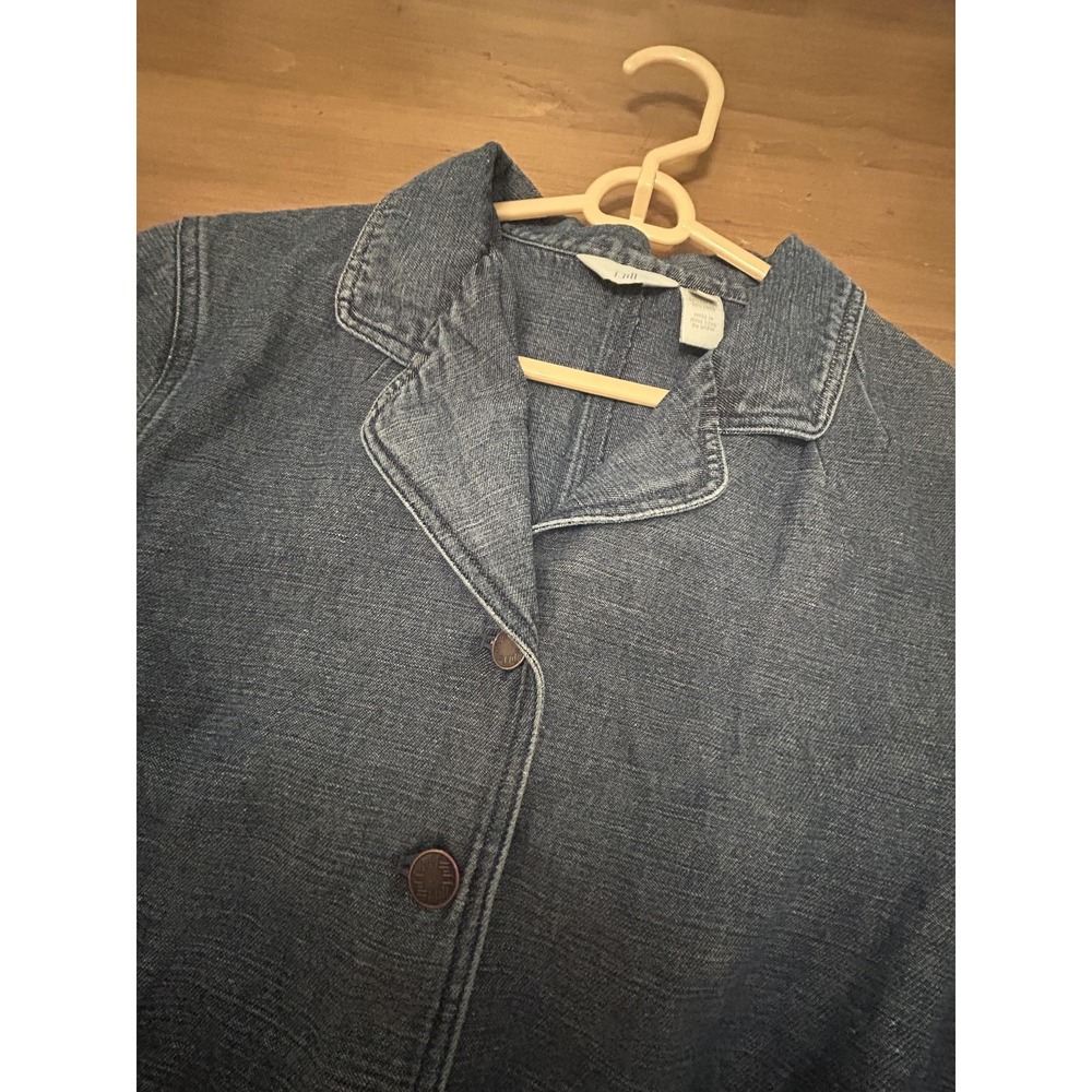 J. Jill Denim Jacket Womens Large Blue Button Front Notched Lapel Casual Classic